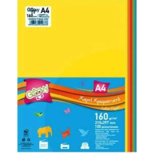 GROOVY - ΧΑΡΤΙ A4 160GR ΠΑΚ.100Φ 5 ΕΝΤΟΝΑ ΧΡΩΜΑΤΑ