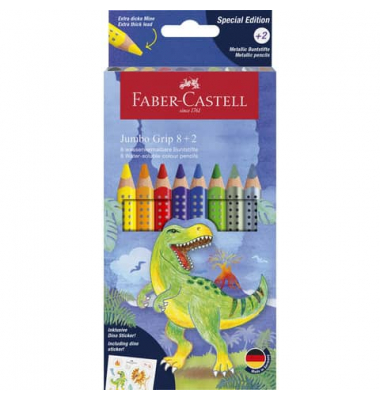 FABER CASTELL - ΞΥΛΟΜΠΟΓΙΕΣ GRIP JUMBO ΔΕΙΝΟΣΑΥΡΟΙ 8+2
