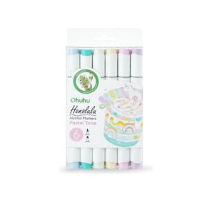 OHUHU MARKERS ΑΛΚΟΟΛΗΣ BRUSH & CHISEL SET 6PCS PASTEL TONE