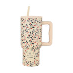 Κούπα Θερμός Με Λαβή & Καλαμάκι 900ml Estia Save The Aegean Tumbler Bloom Beige 01-35181