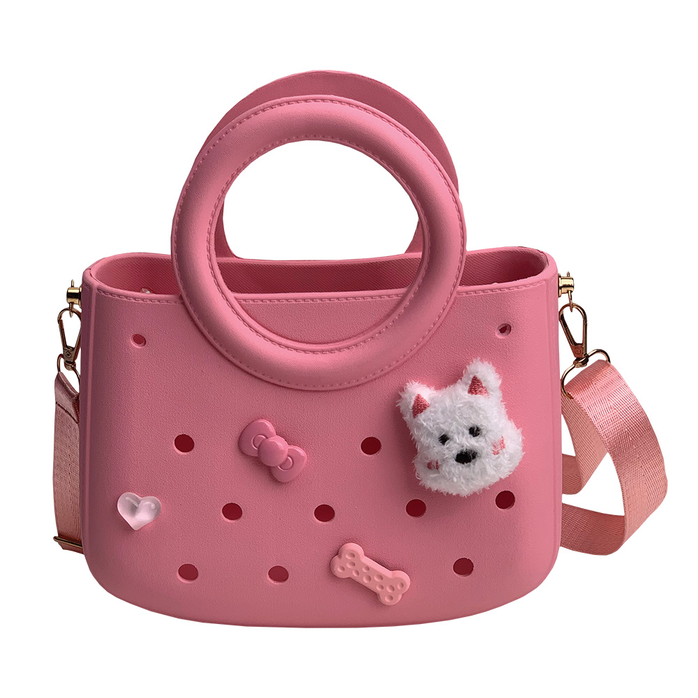 Cactus Τσάντα Βόλτας CROQBAG με διακοσμητικά pins 22x26εκ. ΡΟΖ